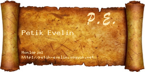 Petik Evelin névjegykártya